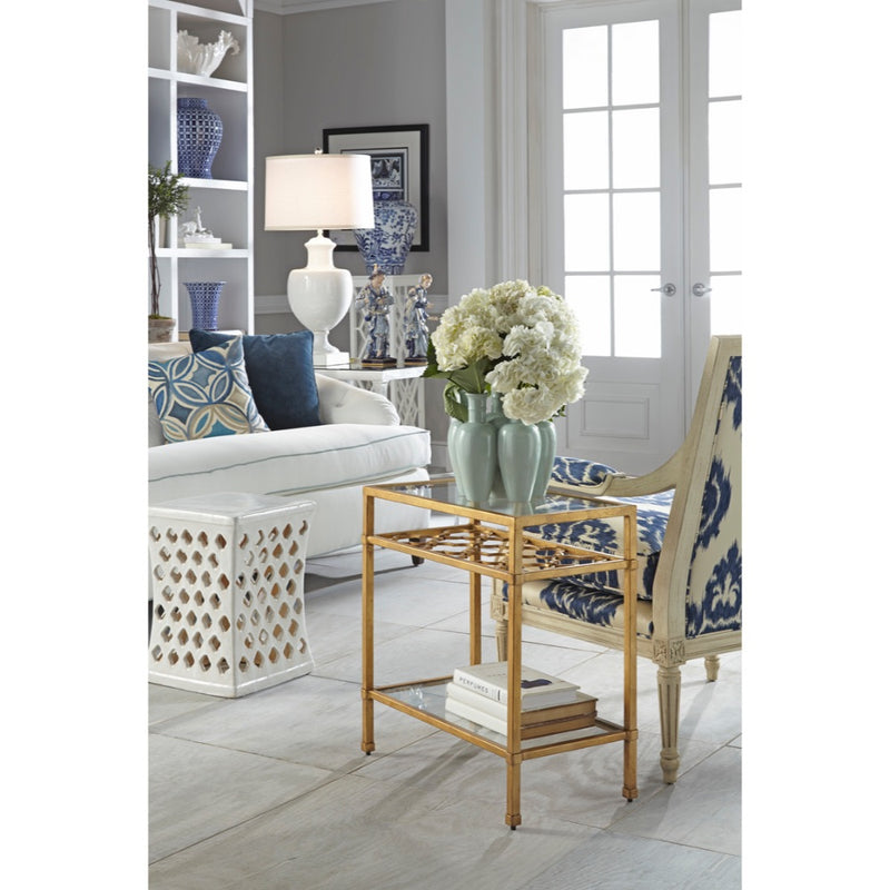 white glaze ceramic bench accent table stool