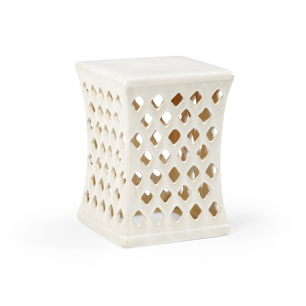 white glaze ceramic bench accent table stool