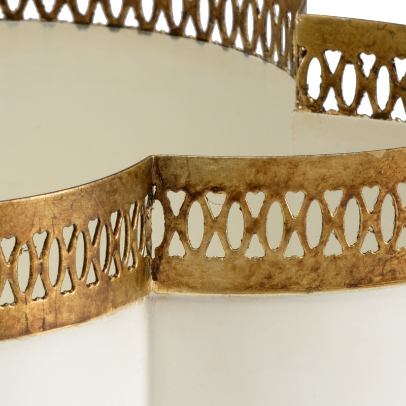 iron antique gold cachepot floral cream 