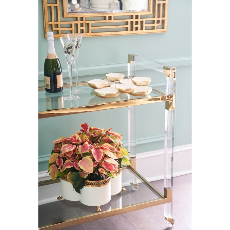 iron antique gold cachepot floral cream 