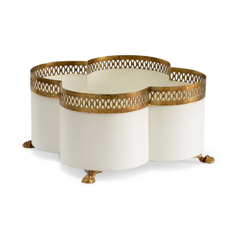 iron antique gold cachepot floral cream 