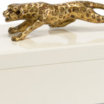 cream antique gold wood decor box cheetah knob