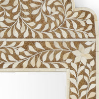 floral vine wall mirror bone inlay brown glitter