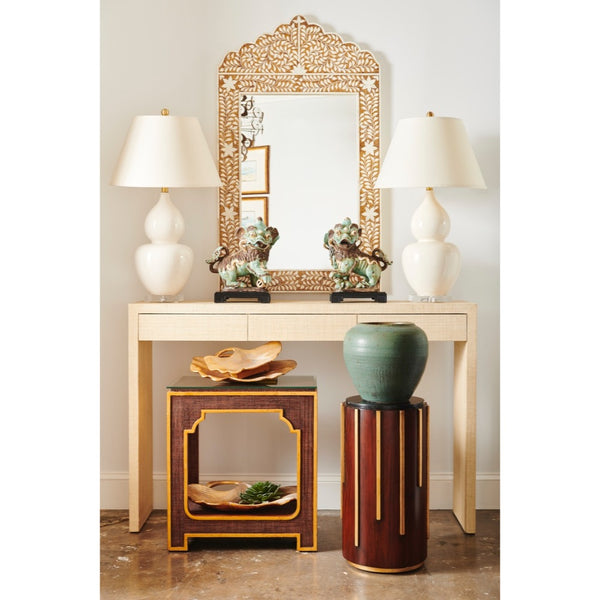 floral vine wall mirror bone inlay brown glitter