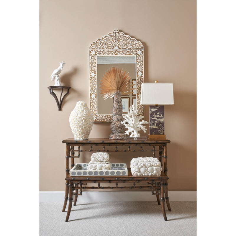 floral vine wall mirror bone inlay brown glitter