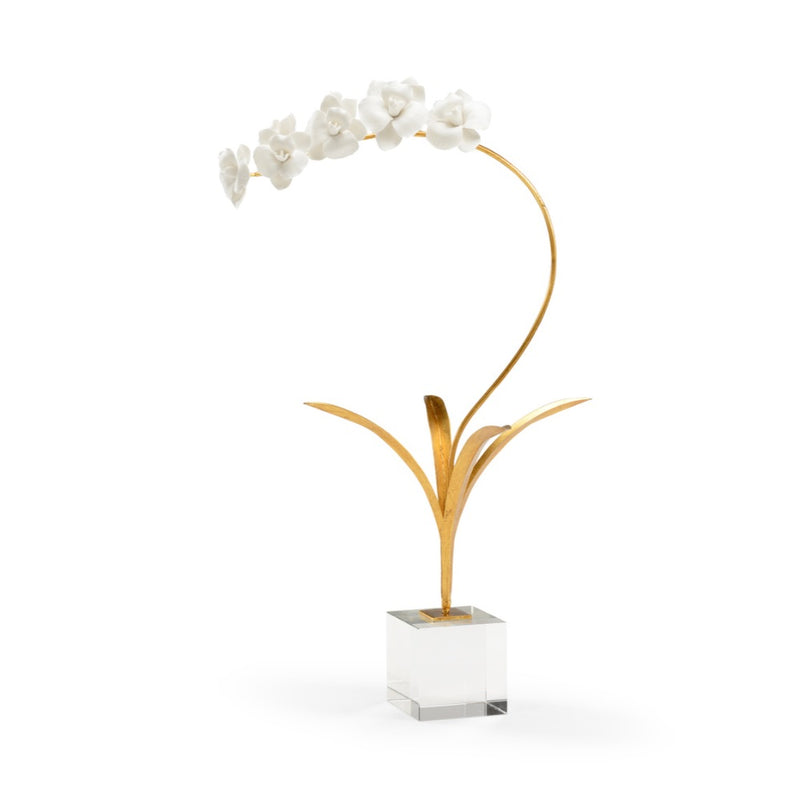 orchid on stand square base iron porcelain