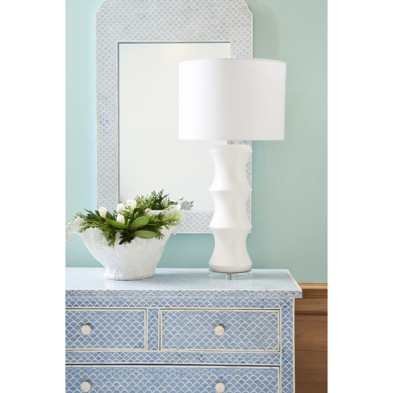 blue cream bone hand layed mirror wood