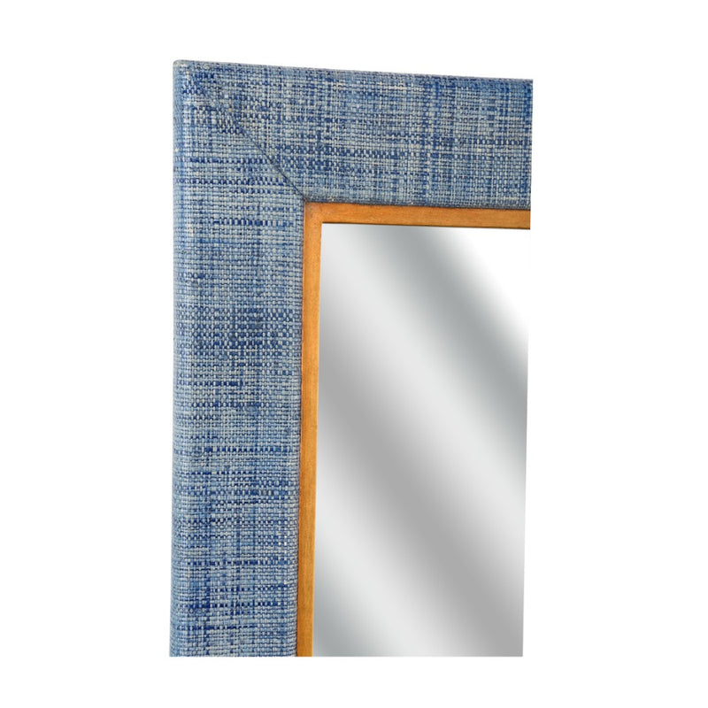 hand wrapped glass cloth rectangle mirror blue