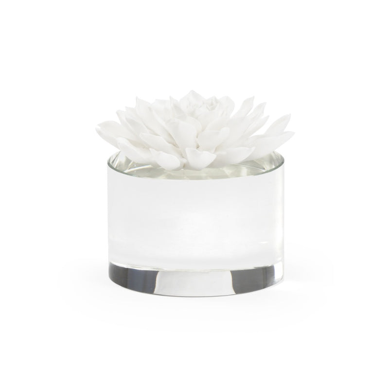 succulent sculpture crystal base matte white petals decor modern