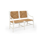 rattan bench white lacquer finish two seat
