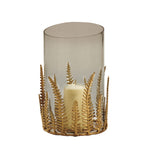 glass hurricane gold fern metal decor 
