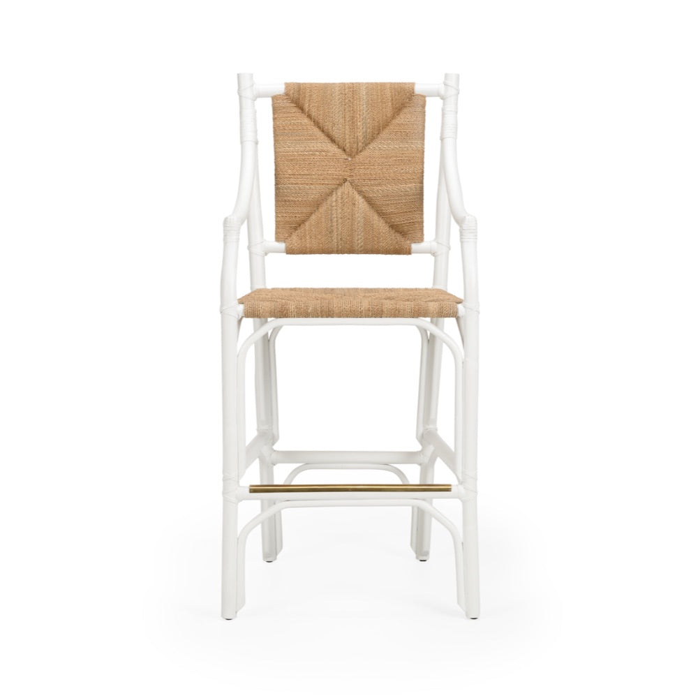rattan barstool white lacquer finish