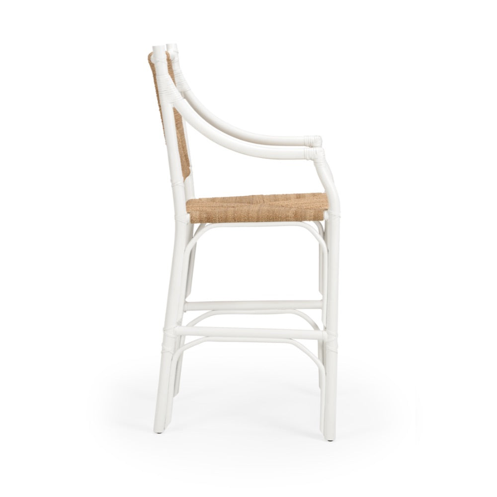 rattan barstool white lacquer finish