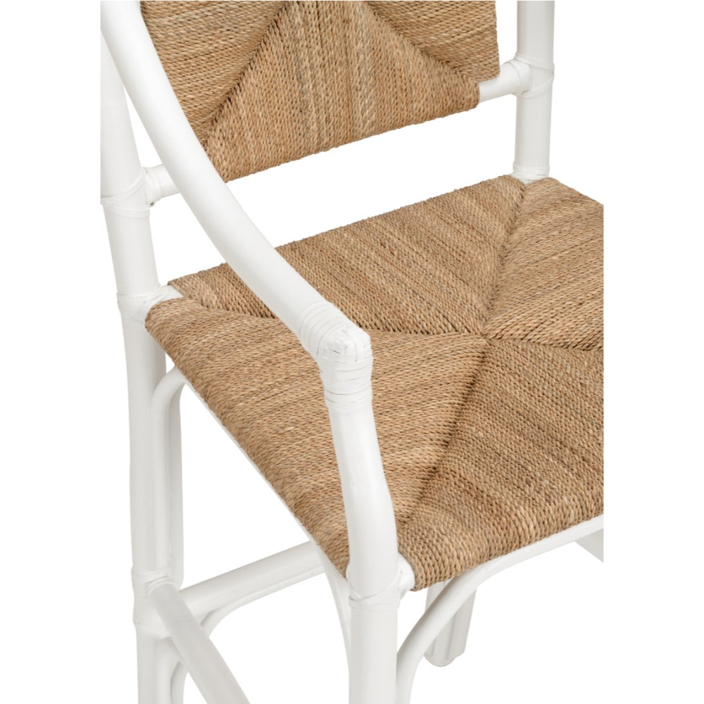 rattan barstool white lacquer finish