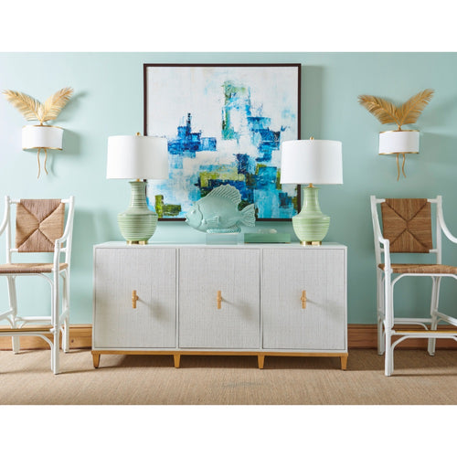 rattan barstool white lacquer finish