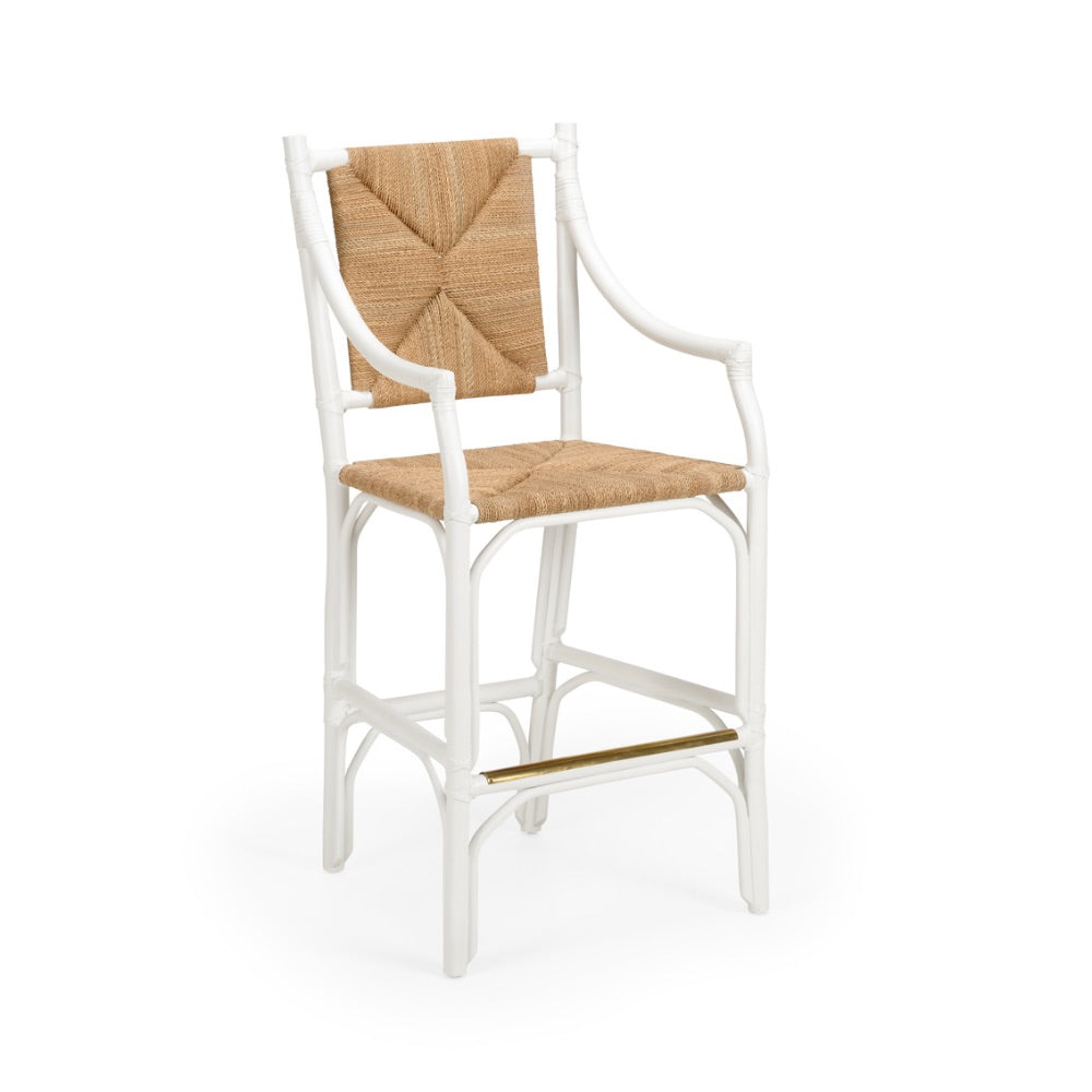 rattan barstool white lacquer finish