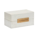 white gold leaf raffia wood decor box set 