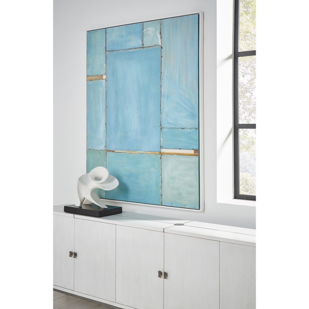 oil on canvas painting abstract blue green gold 