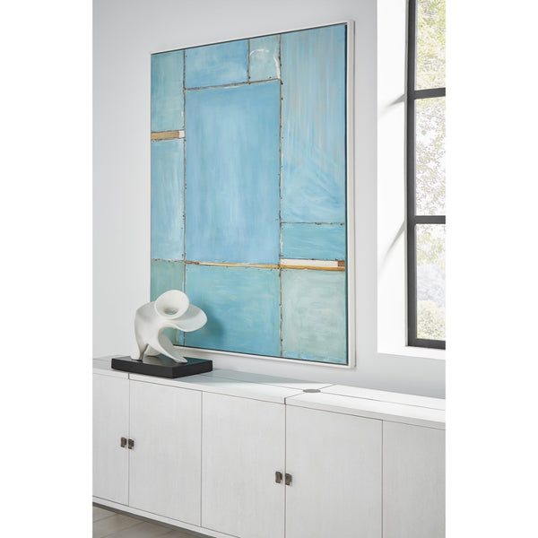 oil on canvas painting abstract blue green gold 