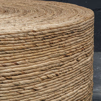coffee table round natural woven banana plant coastal