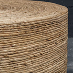 coffee table round natural woven banana plant coastal