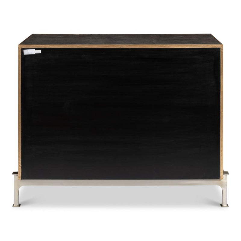  3-drawer grey embossed leather dresser iron shagreen leather