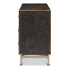  3-drawer grey embossed leather dresser iron shagreen leather