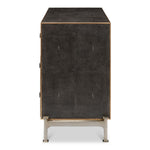  3-drawer grey embossed leather dresser iron shagreen leather