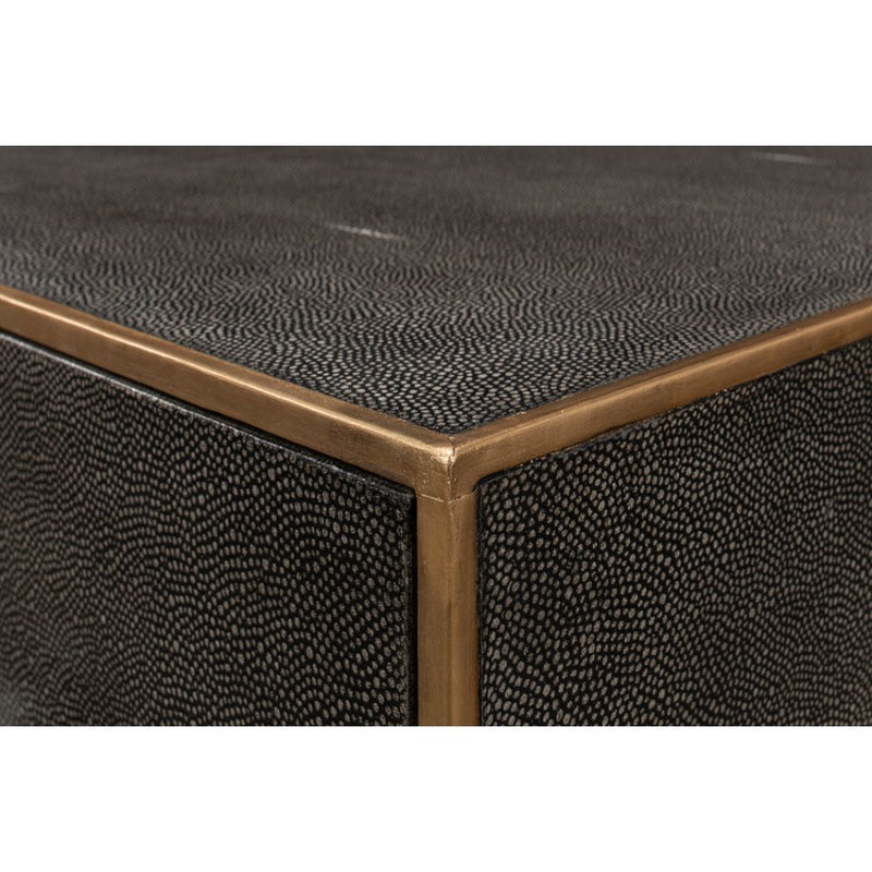  3-drawer grey embossed leather dresser iron shagreen leather