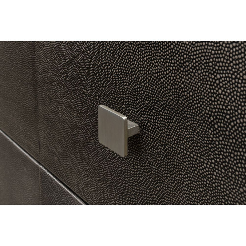  3-drawer grey embossed leather dresser iron shagreen leather