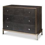  3-drawer grey embossed leather dresser iron shagreen leather