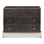  3-drawer grey embossed leather dresser iron shagreen leather
