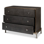 3-drawer grey embossed leather dresser iron shagreen leather