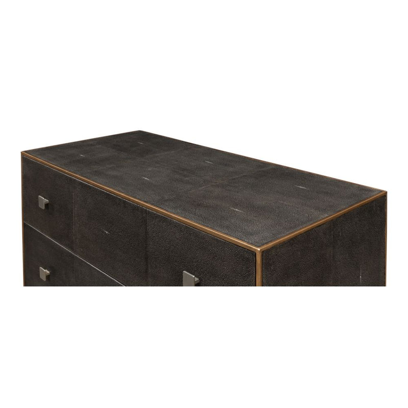  3-drawer grey embossed leather dresser iron shagreen leather
