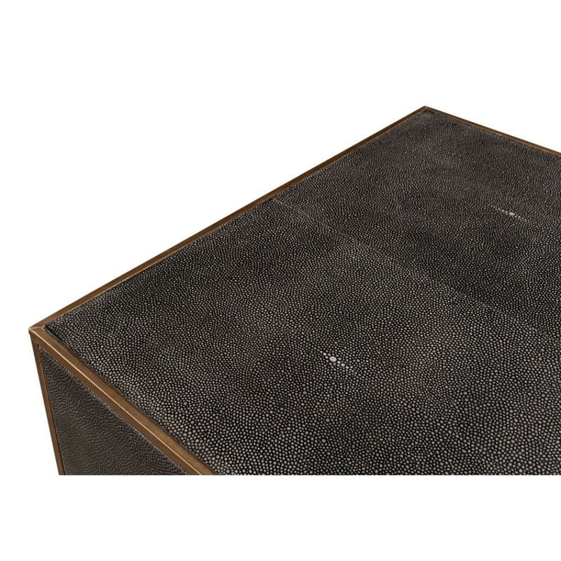  3-drawer grey embossed leather dresser iron shagreen leather