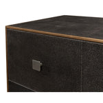  3-drawer grey embossed leather dresser iron shagreen leather