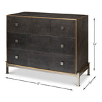  3-drawer grey embossed leather dresser iron shagreen leather