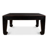 square coffee table reclaimed wood ebony finish Asian style legs
