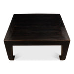 square coffee table reclaimed wood ebony finish Asian style legs