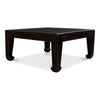 square coffee table reclaimed wood ebony finish Asian style legs
