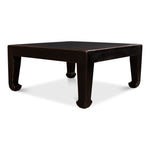 square coffee table reclaimed wood ebony finish Asian style legs