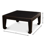 square coffee table reclaimed wood ebony finish Asian style legs