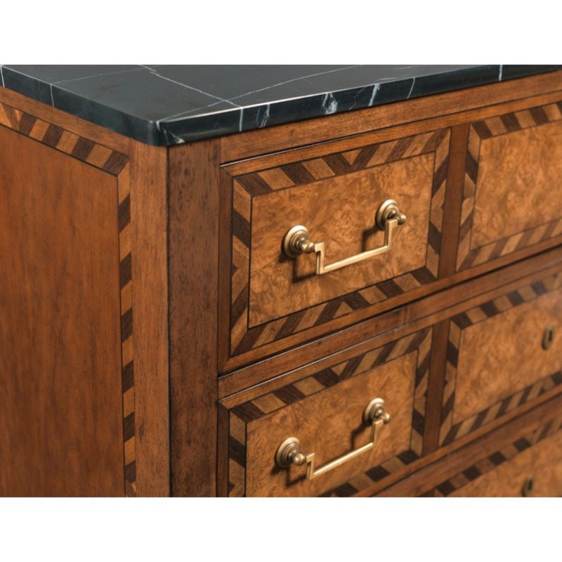 chest art deco cherry veneer black stone top brass hardware