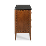 chest art deco cherry veneer black stone top brass hardware