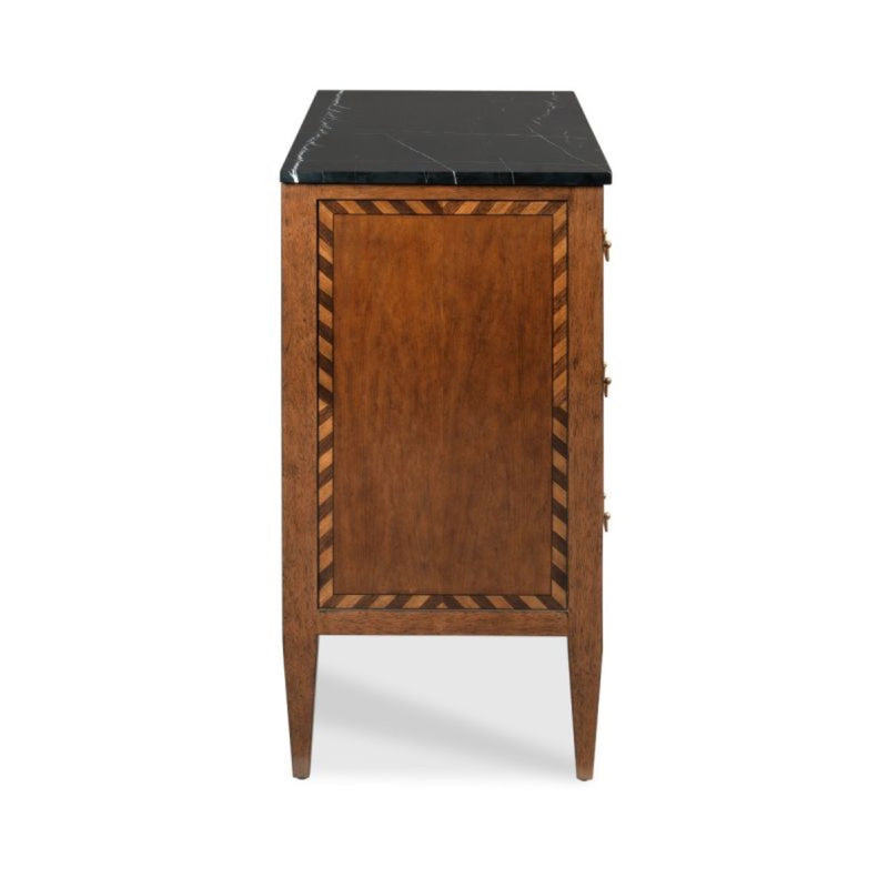 chest art deco cherry veneer black stone top brass hardware