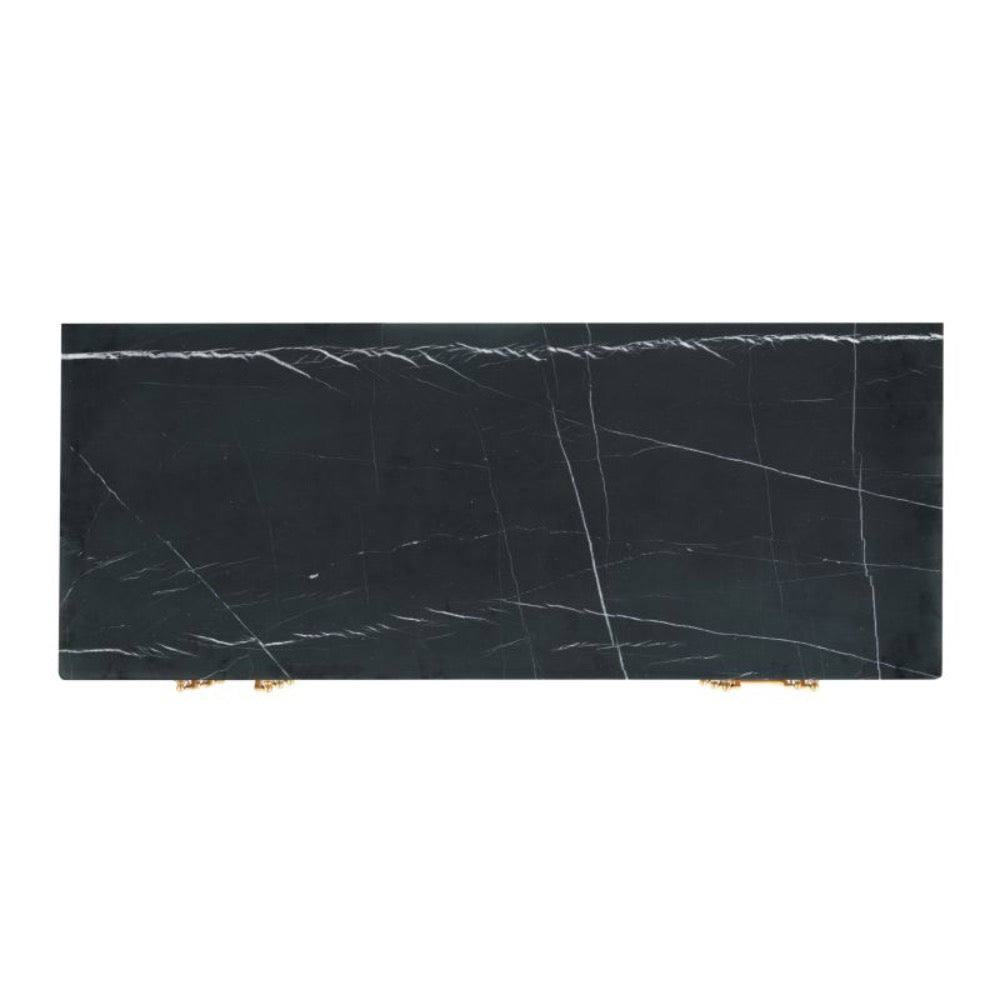 chest art deco cherry veneer black stone top brass hardware
