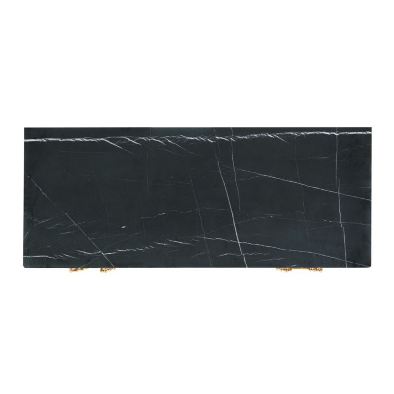 chest art deco cherry veneer black stone top brass hardware
