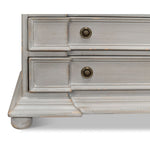 4-drawer chest wood grey bun feet silver hardware