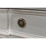 4-drawer chest wood grey bun feet silver hardware