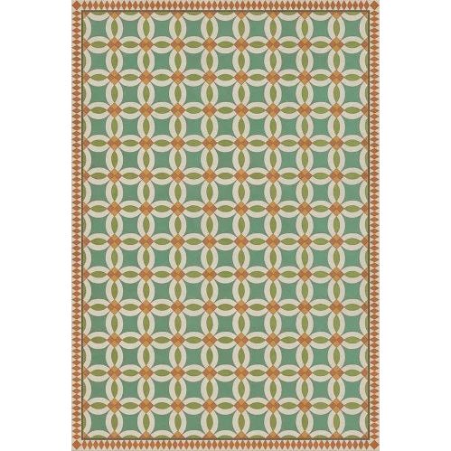 vintage vinyl floor cloth geometric blue green red